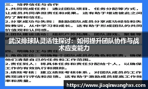 武汉排球队灵活性探讨：如何提升团队协作与战术应变能力